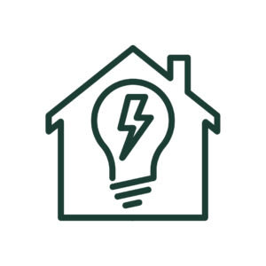 Drawing of a home with a light bulb inside of it to represent energy efficient homes